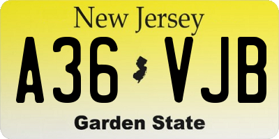 NJ license plate A36VJB