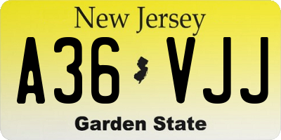 NJ license plate A36VJJ