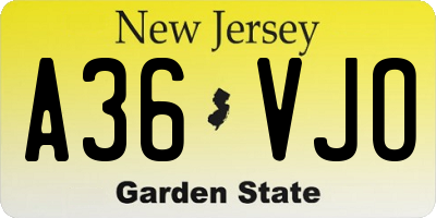 NJ license plate A36VJO