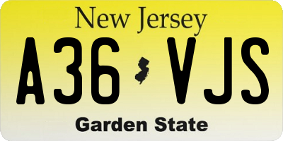 NJ license plate A36VJS