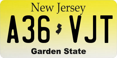 NJ license plate A36VJT