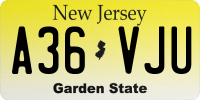 NJ license plate A36VJU