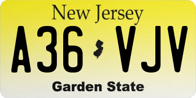NJ license plate A36VJV