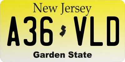 NJ license plate A36VLD