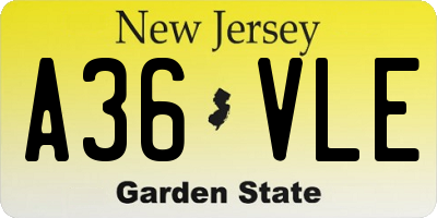 NJ license plate A36VLE