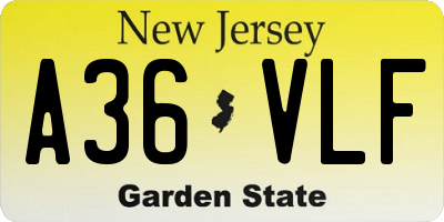 NJ license plate A36VLF
