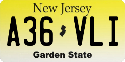 NJ license plate A36VLI