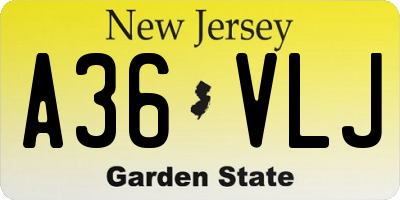 NJ license plate A36VLJ