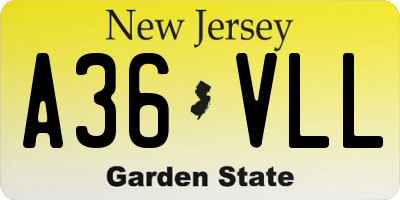 NJ license plate A36VLL