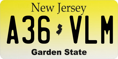 NJ license plate A36VLM