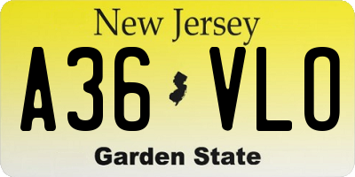 NJ license plate A36VLO
