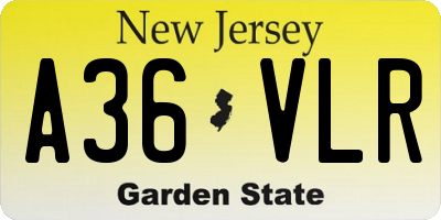 NJ license plate A36VLR