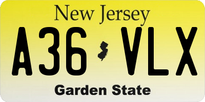 NJ license plate A36VLX