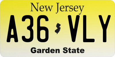 NJ license plate A36VLY