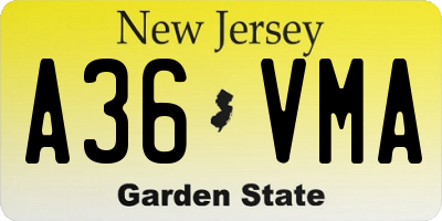 NJ license plate A36VMA