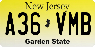 NJ license plate A36VMB