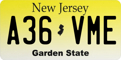 NJ license plate A36VME