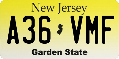 NJ license plate A36VMF