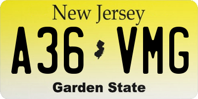 NJ license plate A36VMG