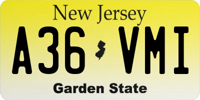 NJ license plate A36VMI