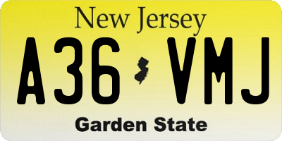NJ license plate A36VMJ