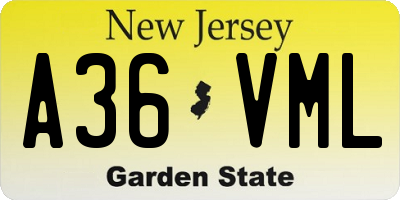 NJ license plate A36VML