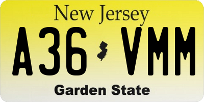 NJ license plate A36VMM