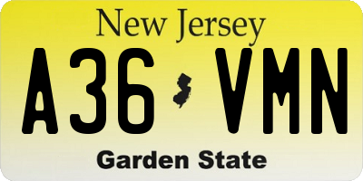 NJ license plate A36VMN