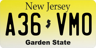 NJ license plate A36VMO