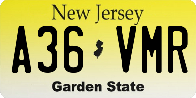 NJ license plate A36VMR