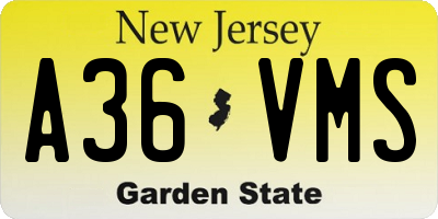 NJ license plate A36VMS