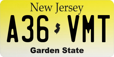 NJ license plate A36VMT