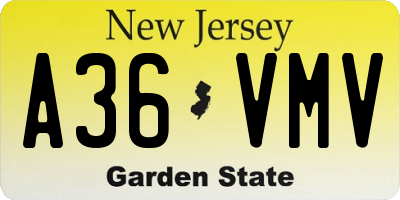 NJ license plate A36VMV