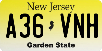 NJ license plate A36VNH