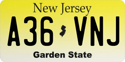 NJ license plate A36VNJ