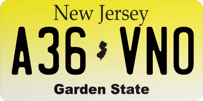 NJ license plate A36VNO