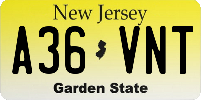 NJ license plate A36VNT