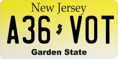 NJ license plate A36VOT