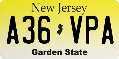 NJ license plate A36VPA