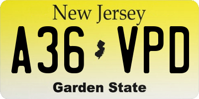 NJ license plate A36VPD