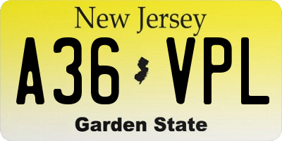 NJ license plate A36VPL