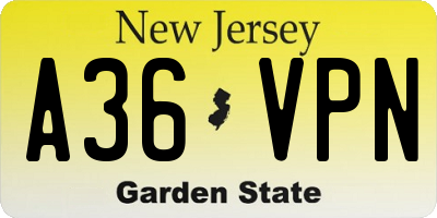NJ license plate A36VPN