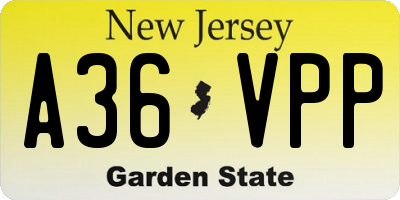 NJ license plate A36VPP