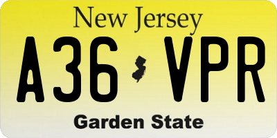 NJ license plate A36VPR