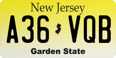 NJ license plate A36VQB