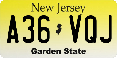 NJ license plate A36VQJ