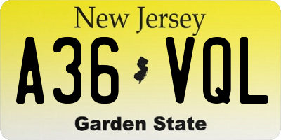 NJ license plate A36VQL