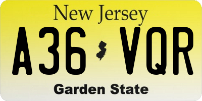 NJ license plate A36VQR
