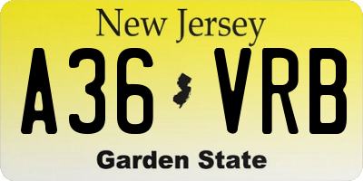 NJ license plate A36VRB