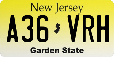 NJ license plate A36VRH